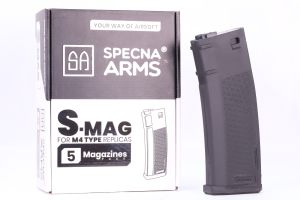 Specna Arms Boite de 5 Chargeurs Mid-Cap 125 BBs M4 (Noir)
