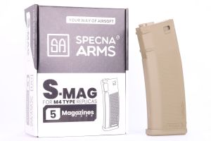 Specna Arms Boite de 5 Chargeurs Mid-Cap 125 BBs M4 (Tan)